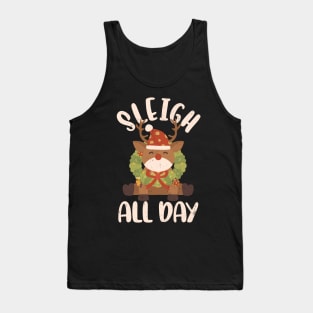 Sleigh All Day Santa Reindeer Christmas Retro Tank Top